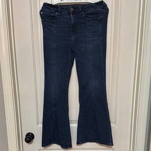 American Eagle Outfitters Blue Wide Leg Flare Split Hem bottom